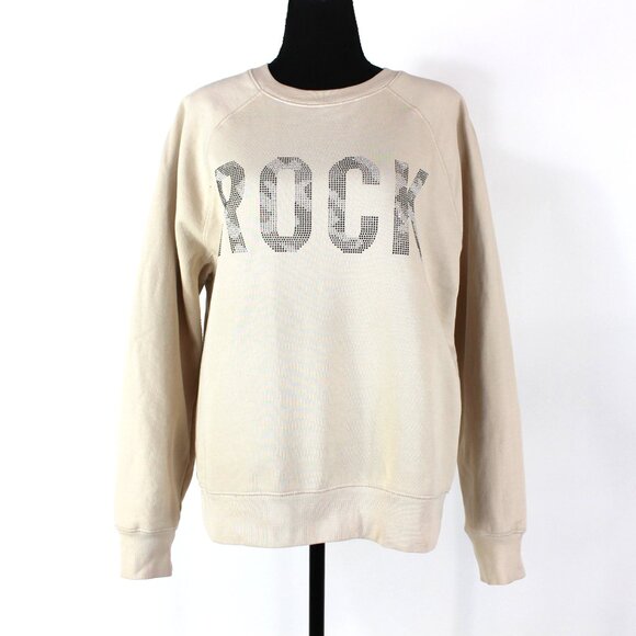 Zadig & Voltaire Camo Rock Strass Beige Pullover Crewneck Studded Sweatshirt M - Picture 1 of 8